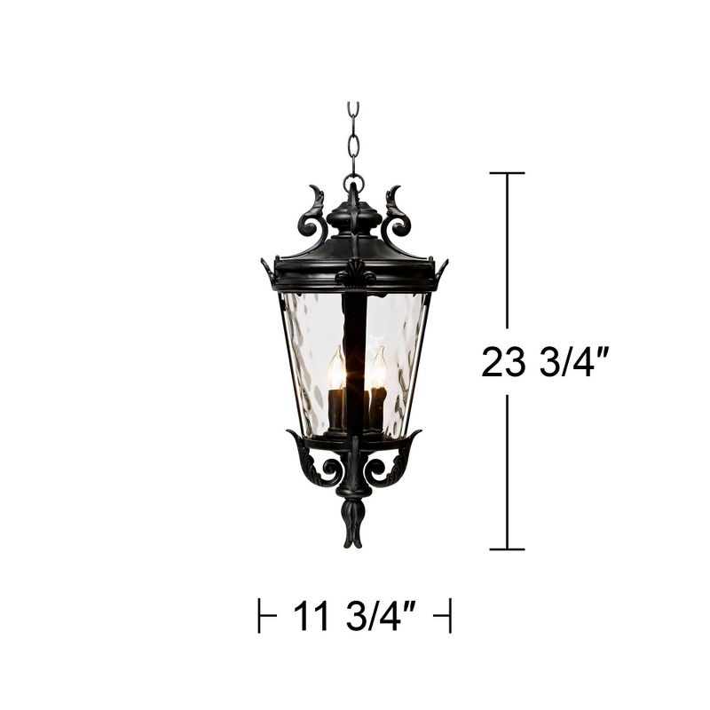 John Timberland Casa Marseille Rustic Outdoor Hanging Light Textured Black 23 3/4" Clear Hammered Glass for Post Exterior Barn Deck House Porch Yard, 4 of 5