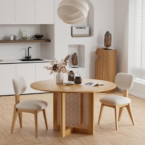 46 inch Round Black Rattan Dining Table for 4-6 People Suitable for Dining Room and Living Room - 1 of 4