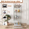 ORRD Modern Glass Display Cabinet with LED Lights, Tempered Glass Bookshelf with 4 Shelves & Wheels, Quick Assembly Antique Cabine,Black - 4 of 4