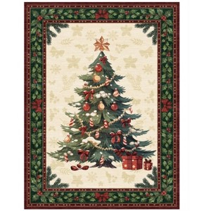 Acekool Christmas Tree Shaped Area Rug Festive Non Slip Rubber Backing Indoor Floor Mat for Living Room Bedroom Bathroom Holiday Decor - 1 of 4
