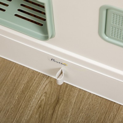 PawHut White and Green Covered Cat Litter Box with Scoop
