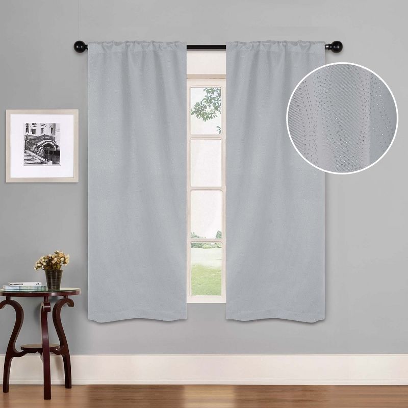 Modern Farmhouse Textured Waves Room Darkening Blackout Curtains, Set of 2 by Blue Nile Mills, 1 of 5