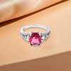 Slickblue 3.25 Ct. Rhodium Plated Raspberry Sparkle CZ Ring, Oval Center Stone, Silvertone, Sizes 5-10 - 2 of 3