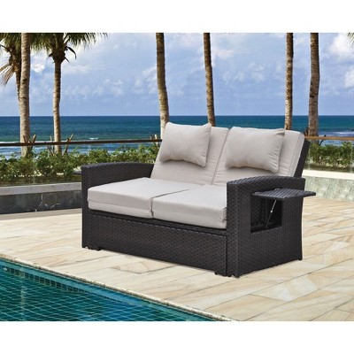 Courtyard Casual Miranda Outdoor Loveseat to Daybed Combo with Cushions