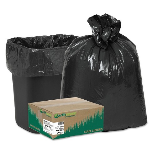 Earthsense Recycled Can Liners 16gal .85 Mil 24 x 33 Black 500/Carton RNW3310 