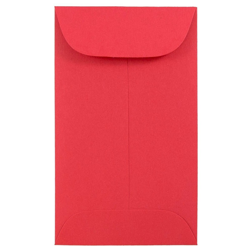 JAM Paper Brite Hue #5 1/2 Coin Envelopes 3 1/8 X 5 1/2 50 per pack Red: Gummed Flap, Recycled Content, Mailing Envelopes