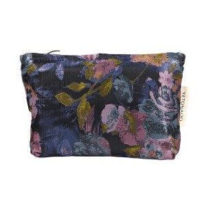 Unique Bargains Durable Flower Painting Handheld Makeup Bag Blue Purple 1 Pc - 1 of 4