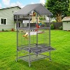 65.7 inch Metal Bird Cage, 4 Perches & Bowls, Large Parakeet Cages for Lovebird, Pigeon with Roof Top, Rolling Stand and Hanging Accessories - 2 of 4