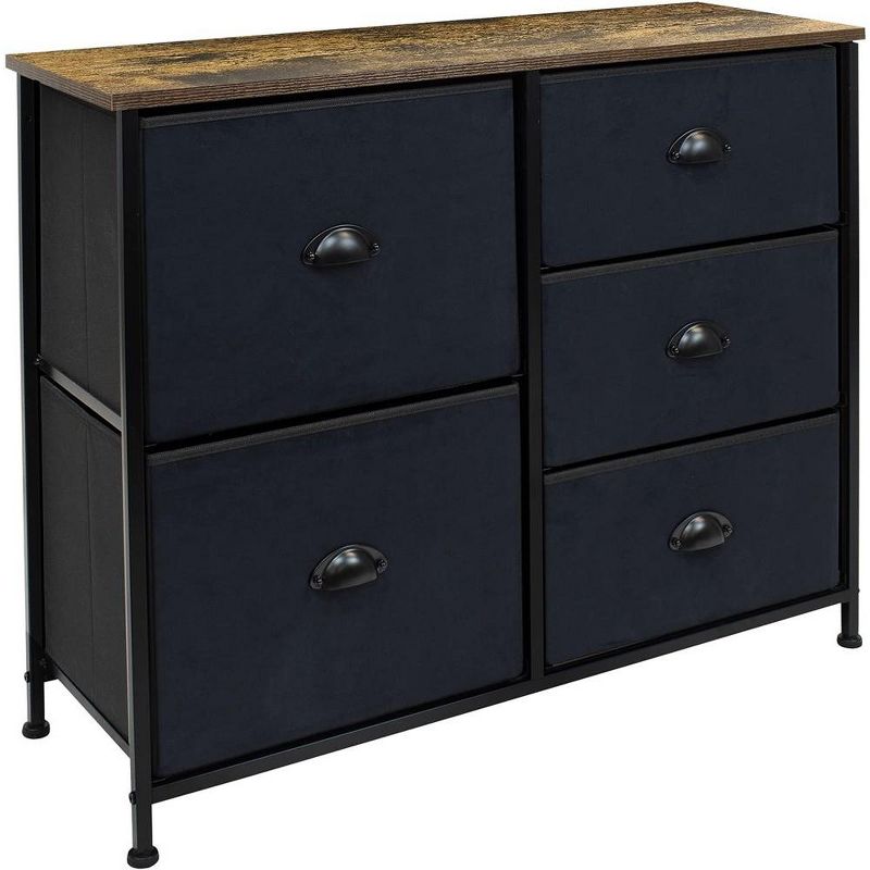 Sorbus  Dresser with 5 Drawers - Storage Chest Organizer with Steel Frame, Wood Top, Handles, Fabric Bins, 1 of 9