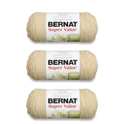 Bernat Super Value Oatmeal Yarn - 3 Pack of 198g/7oz - Acrylic - 4 Medium  (Worsted) - 426 Yards - Knitting/Crochet