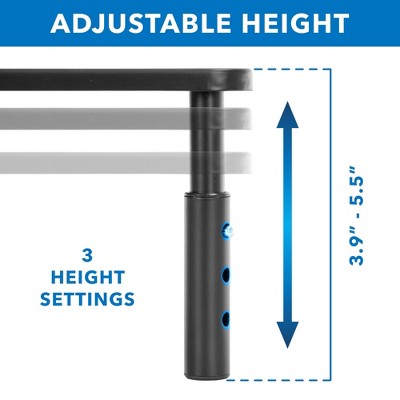 Black Adjustable Metal Mesh Monitor Riser with Silicone Pads