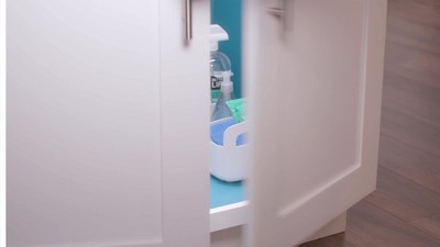 YouCopia White Plastic 5" RollOut Under Sink Caddy with Adjustable Dividers