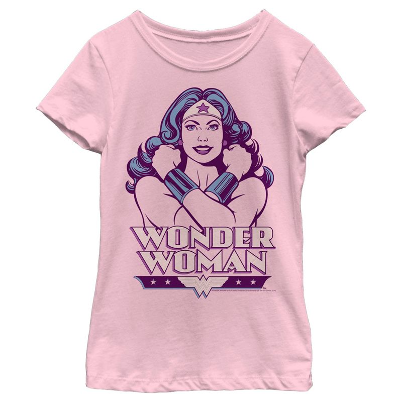 Girl's Wonder Woman Arms Crossed Pose T-Shirt, 1 of 5