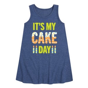 Girls' - Instant Message - Its My Cake Day Graphic Sleeveless Aline Dress - 1 of 4