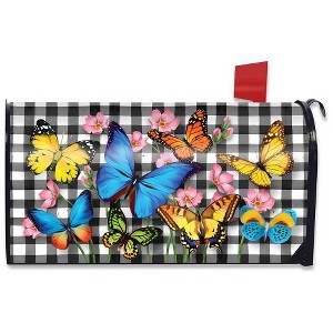Checkered Butterflies Spring Magnetic Mailbox Cover Floral Standard Briarwood Lane - 1 of 3