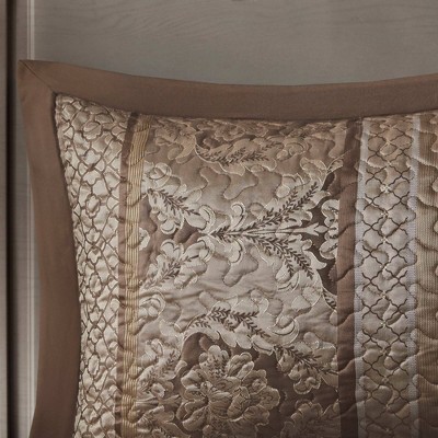 Brown Queen Reversible Jacquard Bedspread Set