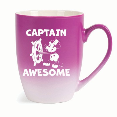 Elanze Designs Captain Awesome Two Toned Ombre Matte 10 ounce New Bone China Coffee Tea Cup Mug, Pink and White