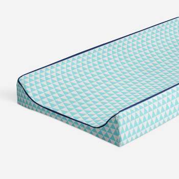 Bacati - Liam Aqua Triangles Quilted Muslin Changing Pad Cover