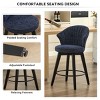 25" Swivel Wing Back Counter Bar Stools Set of 2 with Chenille Upholstery & Solid Wood Legs for Kitchen Island Dining Room-Baofuwish - 3 of 4