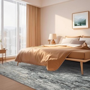 Abstract Runner Rug, Washable Stain Resistant Carpet with Non-Slip Backing, Low Pile Floor Cover for Kitchen Hallway Laundry Bedroom - 1 of 4