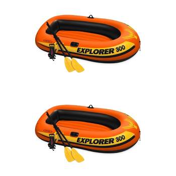 Intex Explorer 200 Inflatable 2 Person River Boat Raft Set With 2