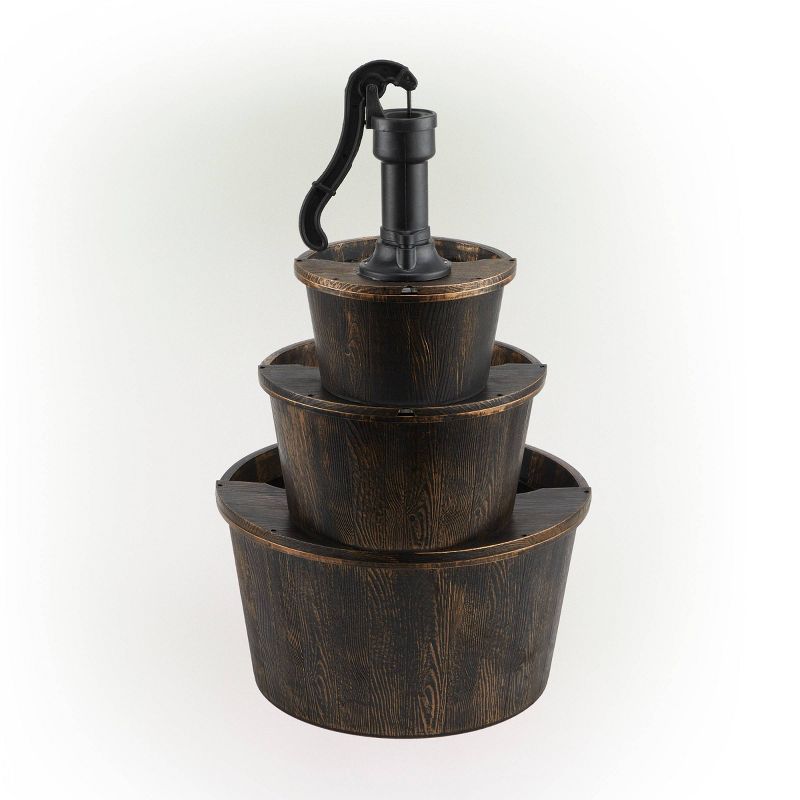 40&#34; Three Tier Pump and Barrels Fountain Brown - Alpine Corporation, 6 of 9