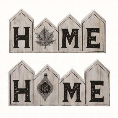 Transpac Wood White Christmas Reversible Home Sign