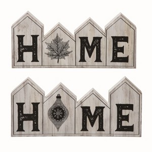 Transpac Wood White Christmas Reversible Home Sign - 1 of 2