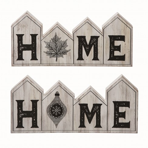 Transpac Wood White Christmas Reversible Home Sign - image 1 of 2