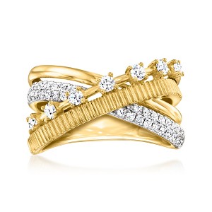 Ross-Simons 0.50 ct. t.w. Lab-Grown Diamond Crisscross Ring in 18kt Gold Over Sterling - 1 of 4