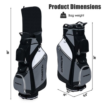 Tangkula 10" 14way Golf Cart Stand Bag W/cooler Bag Waterproof