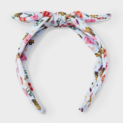Teacher Bus Backpack Icon Print Top Knot Headband - Multicolor