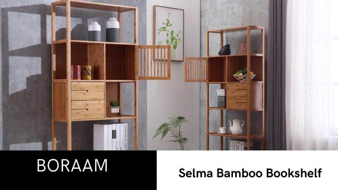 Selma Bamboo Bookcase Right Facing Spindle Cabinet - Boraam, 2 of 5, play video