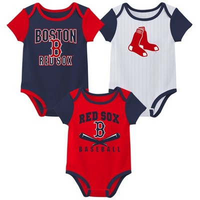 Mlb Boston Red Sox Infant Boys' White Pinstripe 3pk Bodysuits : Target