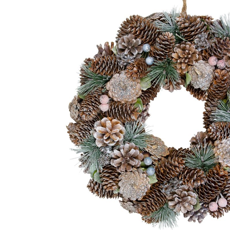 Northlight Glittered Pine Cones and Berries Artificial Christmas Wreath, 13-Inch, Unlit, 2 of 6