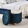 CAVINAS Round Storage Ottoman with Reversible Tray Top, Multi-Functional Round Linen Button Ottoman, Ottoman with Storage Space - 3 of 4