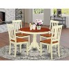 HomeStock 5-Piece Buttermilk and Cherry Finish Solid Wood Top Dining table with 4 Chairs - 2 of 4