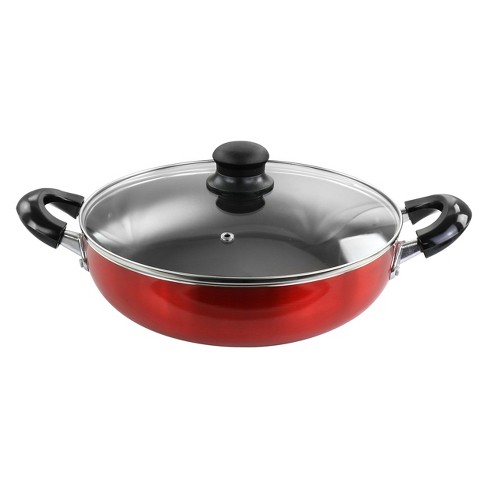 Better Chef 8in Silver Metallic Non Stick Gourmet Fry Pan in Red