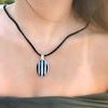 Slickblue Handcrafted Mother-of-Pearl Oval Pendant Necklace – 1.75-Inch Pendant on 24-Inch Leather with Alpaca Silver - 3 of 3