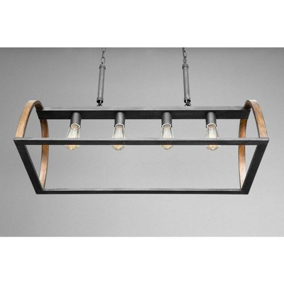Gilded Iron 4-Light Geometric Cage Island Pendant