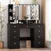 Famapy 43"W Large Vanity Table 9-Drawer Vanity Set with Crystal Pulls and Versatile Mirror Lighting - 2 of 4