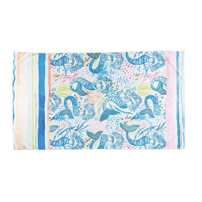 Beachcombers Mermaid Garden Beach Towel Blue Mermaids Décor Decoration