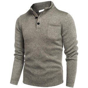 COOFANDY Men's Casual Henley Pullover Thermal Fleece Slim Fit Sweater - 1 of 4