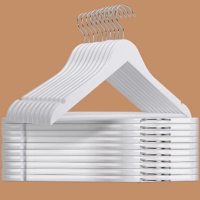 Paaaawaters 30 Pack Wooden Coat Hangers, Natural Wood Suit Hangers with Non Slip Pant Bar, Clothes Hangers for Shirts