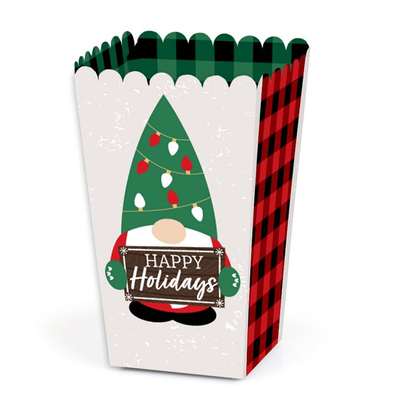 Big Dot of Happiness Red and Green Holiday Gnomes - Christmas Party Favor Popcorn Treat Boxes - Set of 12, 1 of 6