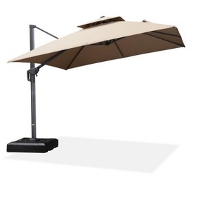 PURPLE LEAF Cantilever Outdoor Umbrella with Base Large Patio Hanging Double Top Square Offset Umbrella 360° Rotation - 1 of 4