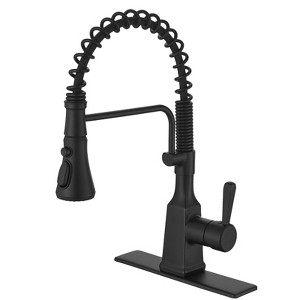 Single-Handle Pull-Down Sprayer 3 Spray High Arc Kitchen Faucet With Deck Plate - 1 of 4