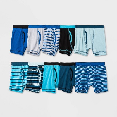 Hanes Boys' 10pk Boxer Briefs - Assorted Blues (colors May Vary) : Target