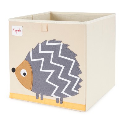 3 Sprouts Large 13 Inch Square Children's Foldable Fabric Storage Cube Organizer Box Soft Toy Bin, Pet Hedgehog