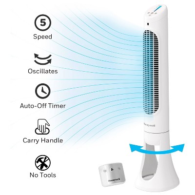 Honeywell White 40" Oscillating Tower Fan with Remote